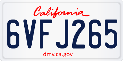 CA license plate 6VFJ265