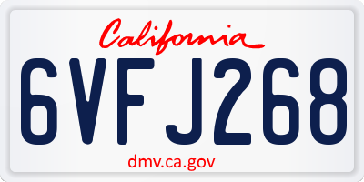CA license plate 6VFJ268