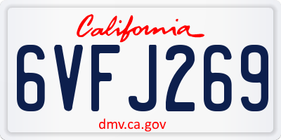 CA license plate 6VFJ269
