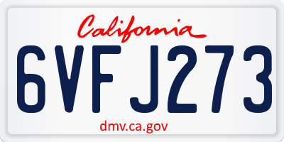 CA license plate 6VFJ273