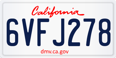 CA license plate 6VFJ278
