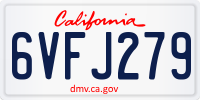 CA license plate 6VFJ279