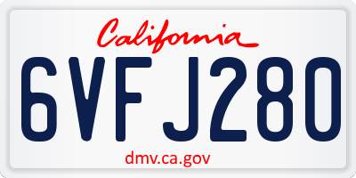 CA license plate 6VFJ280