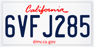 CA license plate 6VFJ285