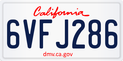 CA license plate 6VFJ286