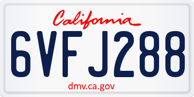 CA license plate 6VFJ288