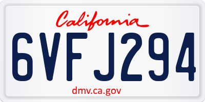 CA license plate 6VFJ294