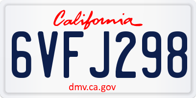 CA license plate 6VFJ298
