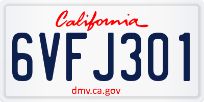 CA license plate 6VFJ301