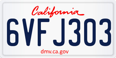 CA license plate 6VFJ303