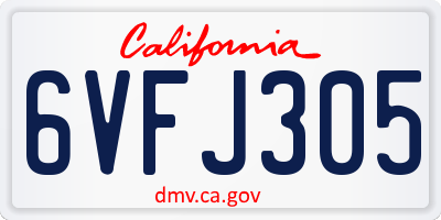 CA license plate 6VFJ305