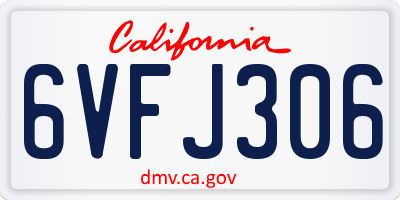 CA license plate 6VFJ306
