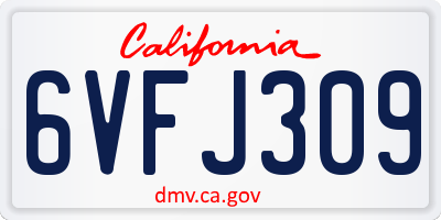 CA license plate 6VFJ309