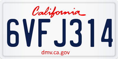 CA license plate 6VFJ314