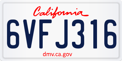 CA license plate 6VFJ316