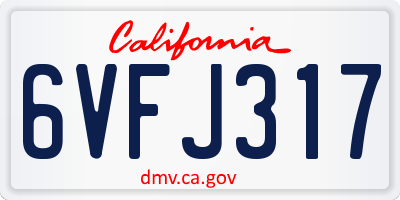 CA license plate 6VFJ317