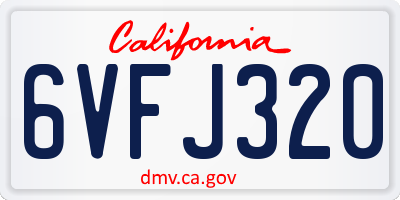 CA license plate 6VFJ320