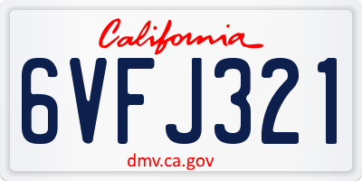 CA license plate 6VFJ321