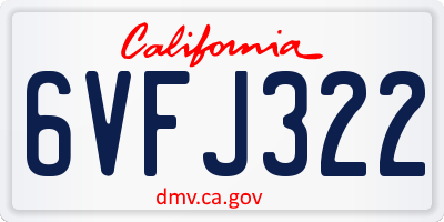 CA license plate 6VFJ322