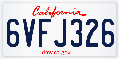 CA license plate 6VFJ326