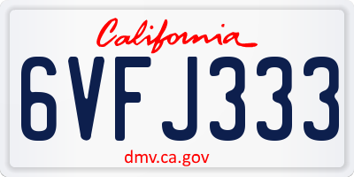 CA license plate 6VFJ333