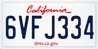 CA license plate 6VFJ334