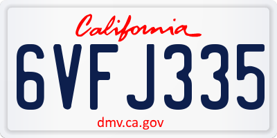 CA license plate 6VFJ335