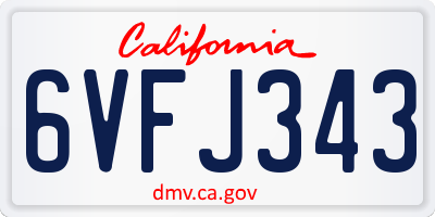 CA license plate 6VFJ343