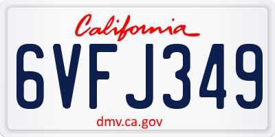 CA license plate 6VFJ349