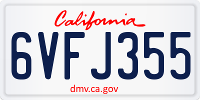 CA license plate 6VFJ355