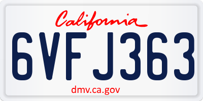 CA license plate 6VFJ363