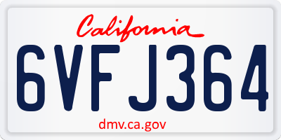 CA license plate 6VFJ364