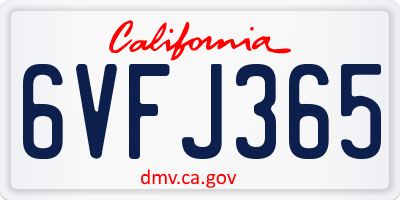 CA license plate 6VFJ365