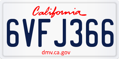 CA license plate 6VFJ366