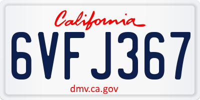 CA license plate 6VFJ367
