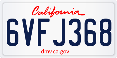 CA license plate 6VFJ368