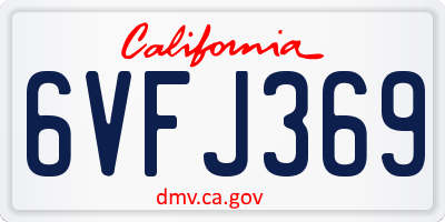 CA license plate 6VFJ369