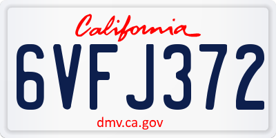 CA license plate 6VFJ372