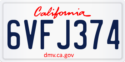 CA license plate 6VFJ374