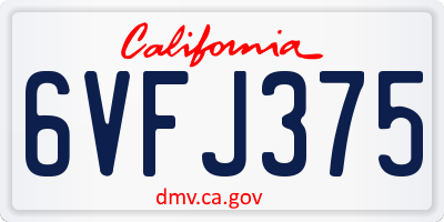 CA license plate 6VFJ375