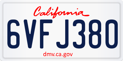 CA license plate 6VFJ380