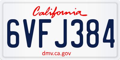 CA license plate 6VFJ384