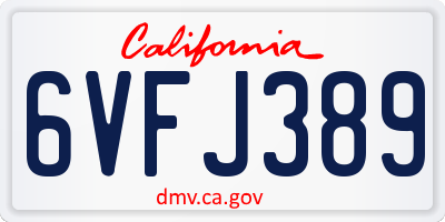 CA license plate 6VFJ389