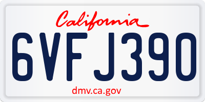 CA license plate 6VFJ390