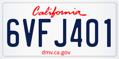 CA license plate 6VFJ401