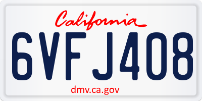 CA license plate 6VFJ408