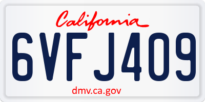 CA license plate 6VFJ409