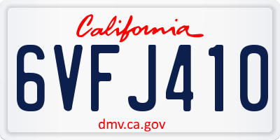 CA license plate 6VFJ410