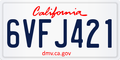 CA license plate 6VFJ421