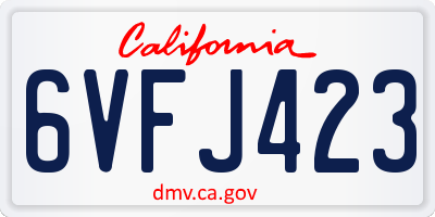 CA license plate 6VFJ423